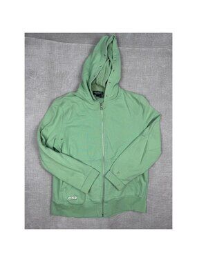 Lauren Jeans Co Hoodie Womens M Green Full Zip Cotton Mesh Lined Casual